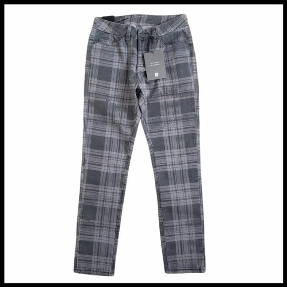 NWT Insight 51 Electric Lady Abstract Grunge Plaid Jeans - Picture 1 of 12